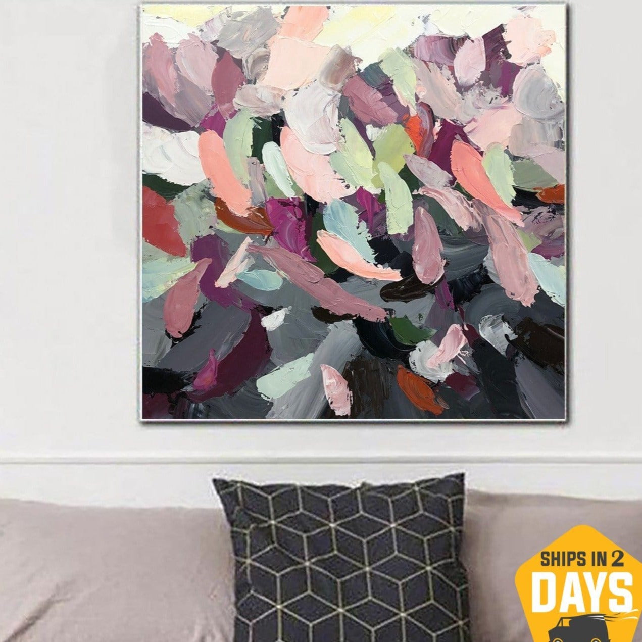 PEACOCK FEATHERS 32"x32"