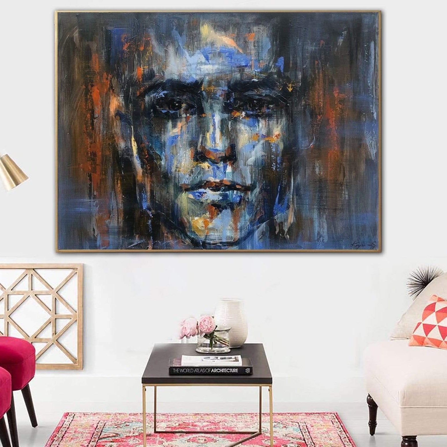 Abstract acrylic face portrait painting GULLIBLE FACE