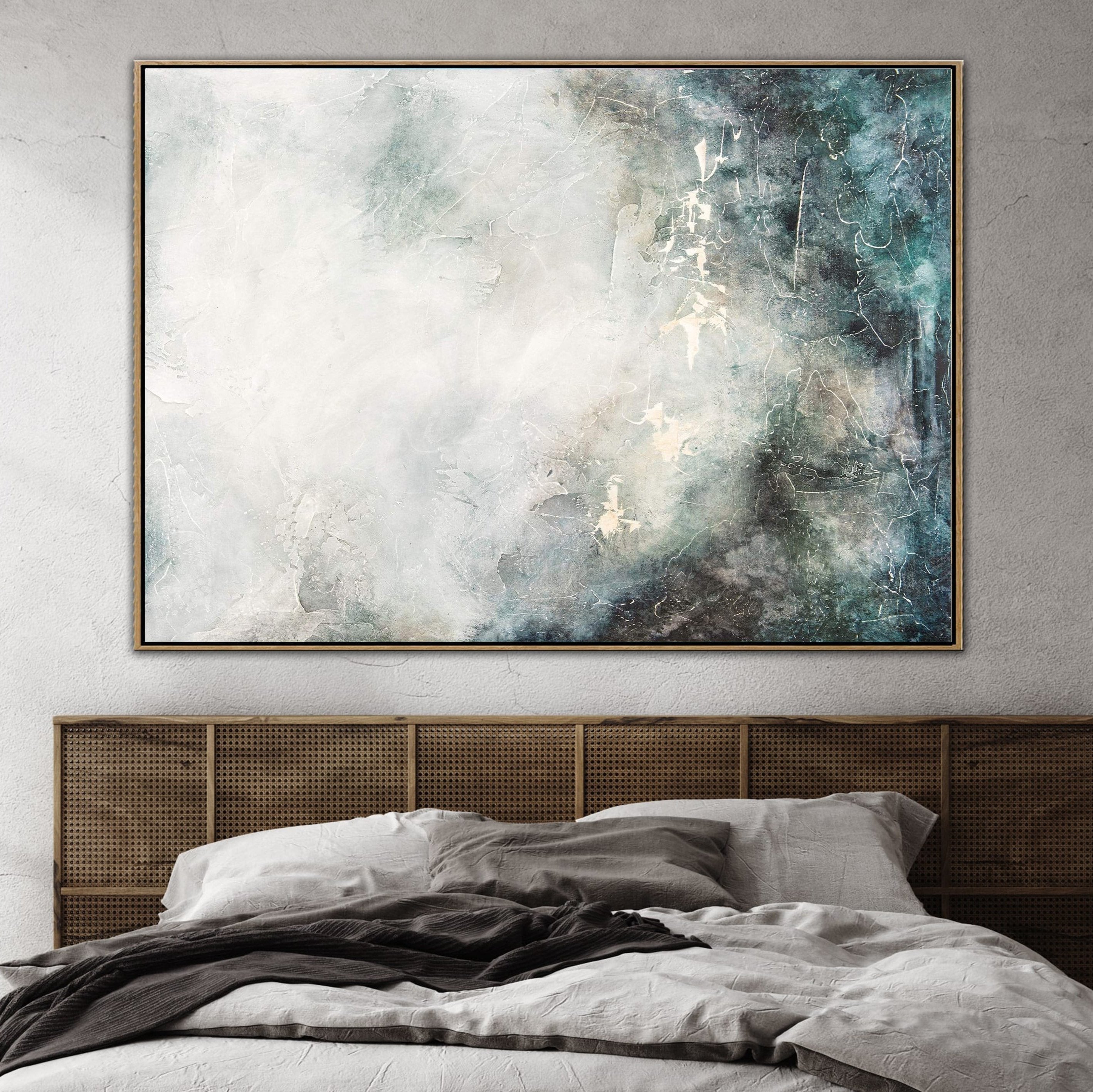 Luxury abstract light blue art WATERFALL