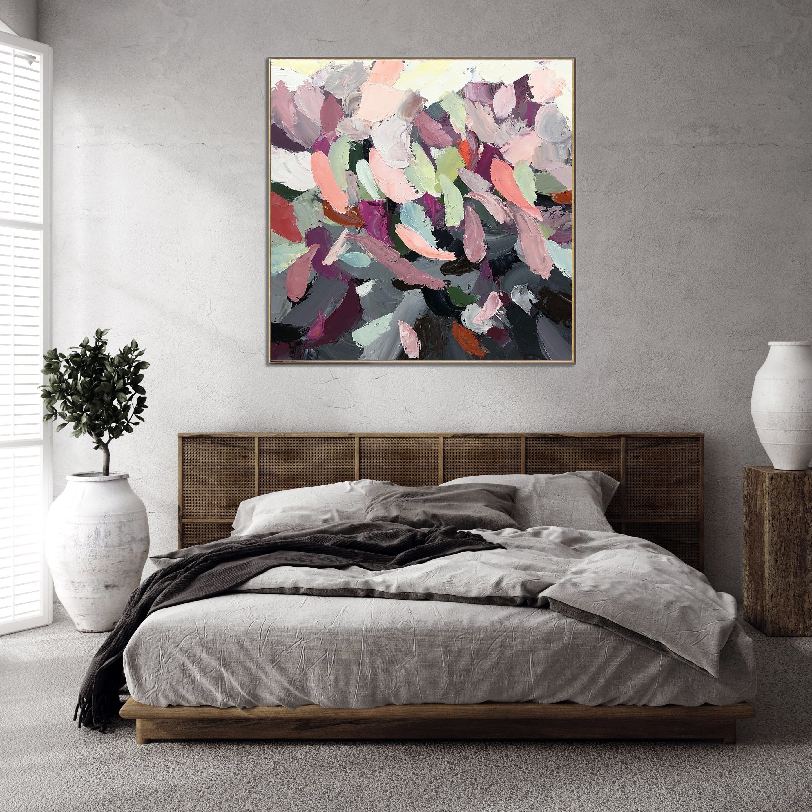 PEACOCK FEATHERS 32"x32"