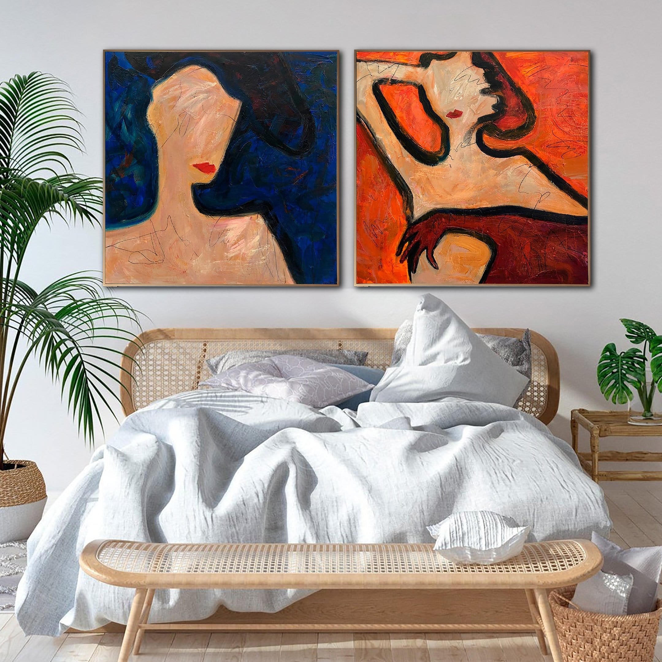 Modern vibrant expressive abstract art set WOMEN'S EVENING