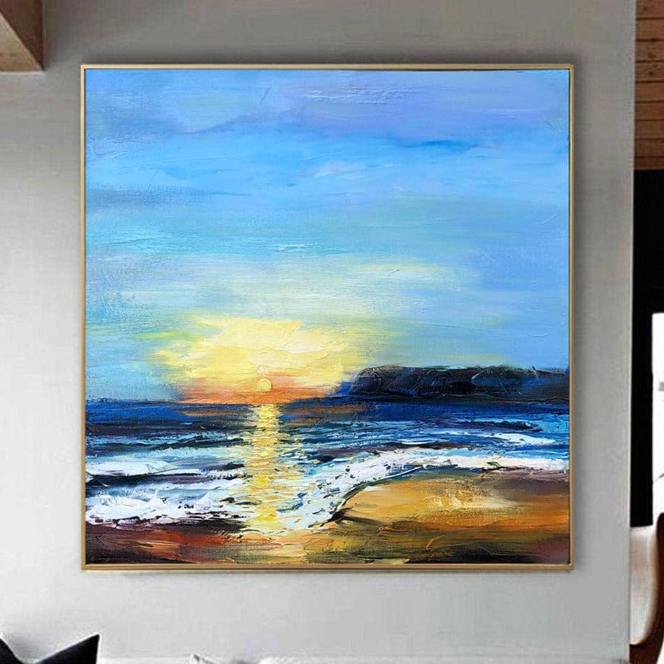 Seascape Art, Hand Painted Art, Canvas Art, Pacffic Ocean, Sunset Pain –  Paintingforhome