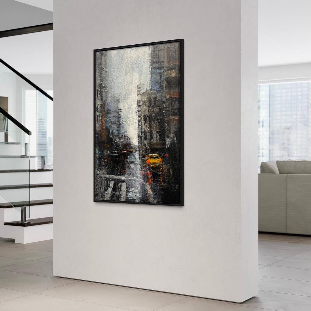 Abstract city vertical painting STREETS OF NEW YORK