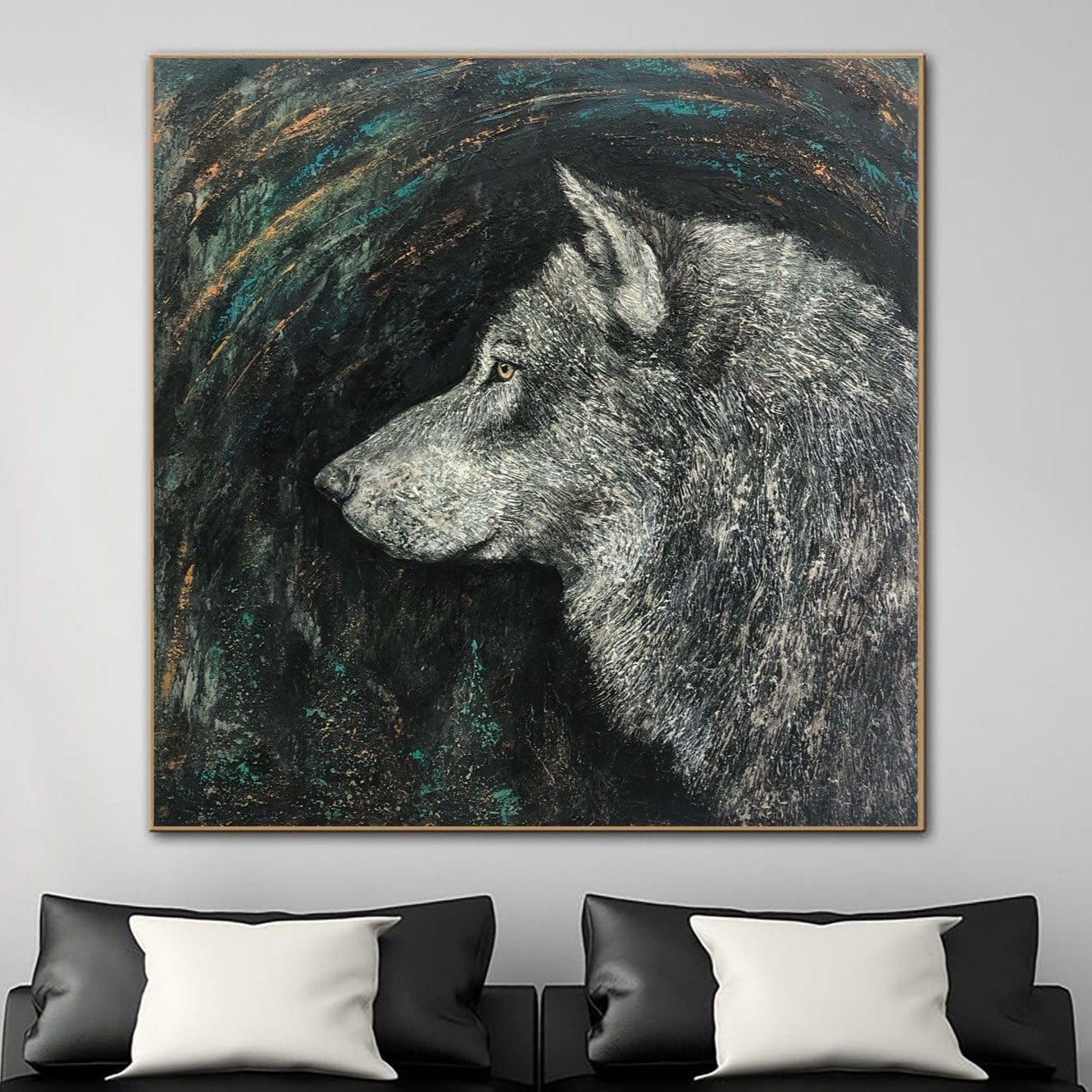Abstract animal wildlife painting LONE PREDATOR