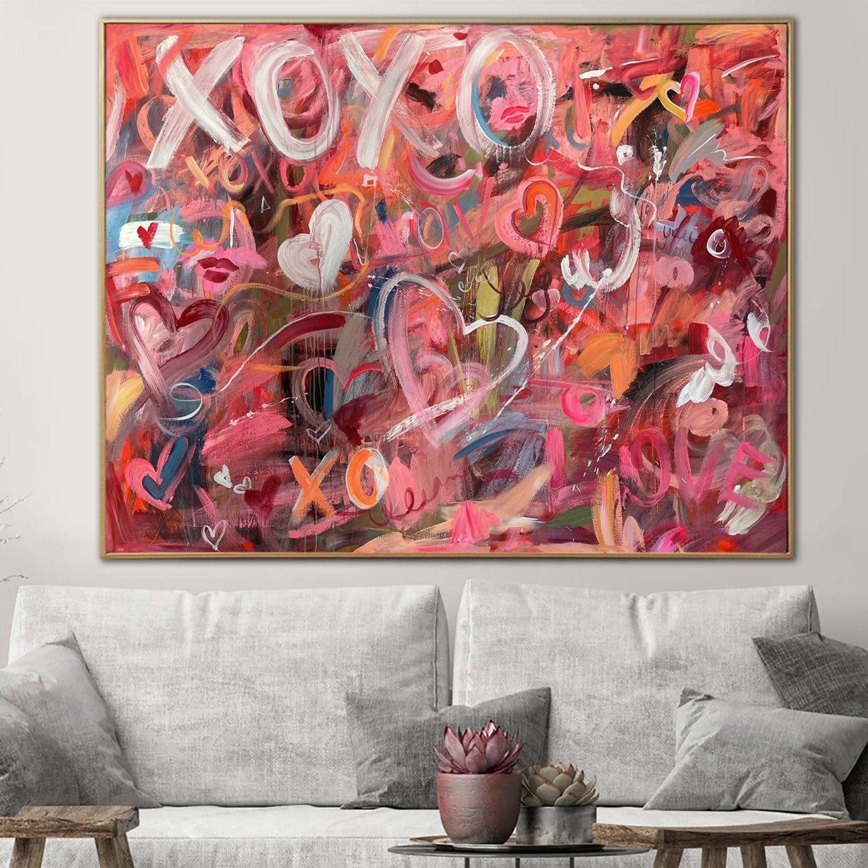 Colorful romantic and love painting XOXO