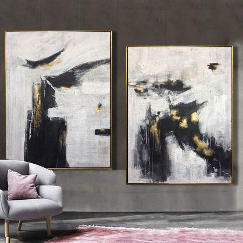 Contemporary black and white abstract art WINTER SECRET