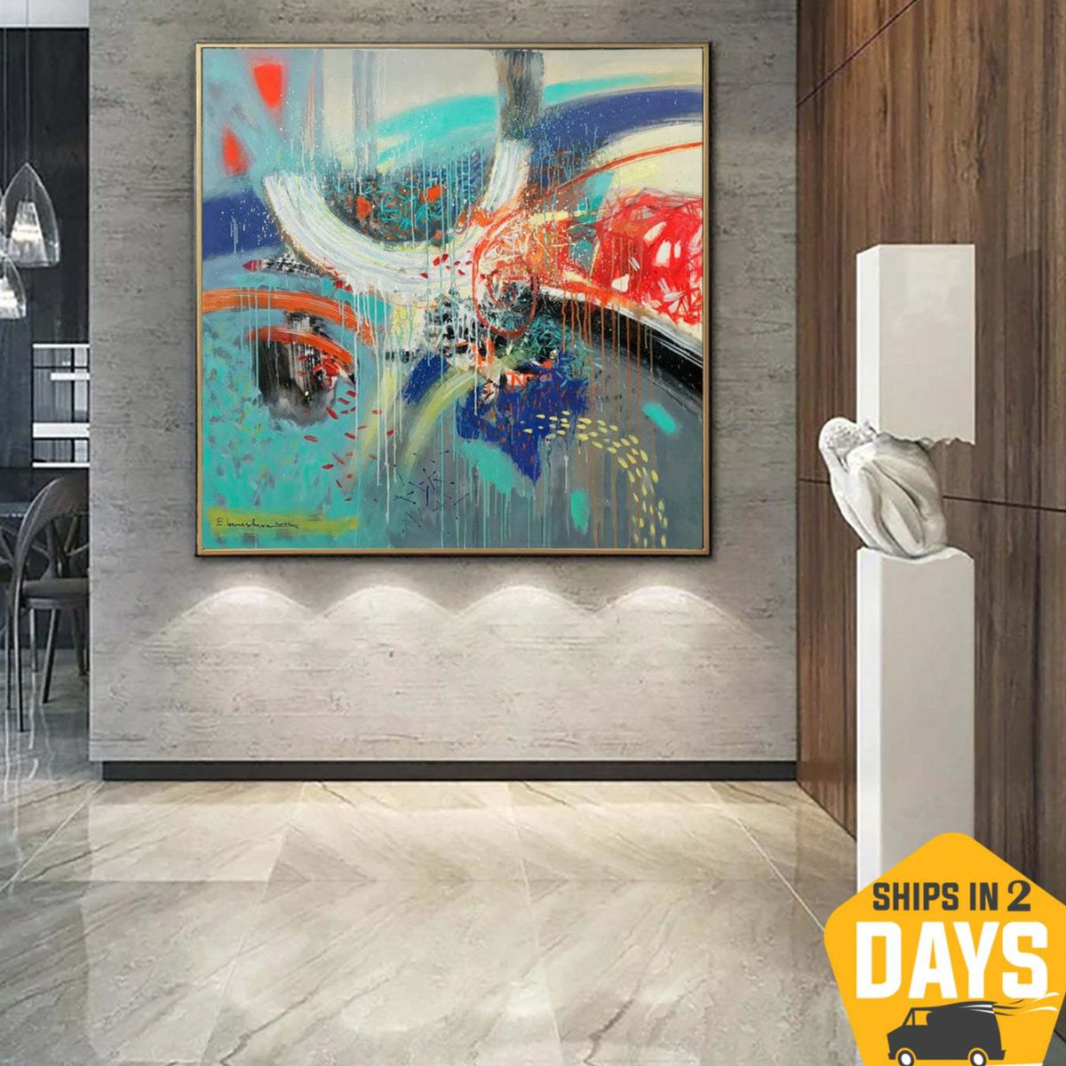 Large Abstract Colorful Oil Paintings On Canvas Creative Vivid Wall Art ...