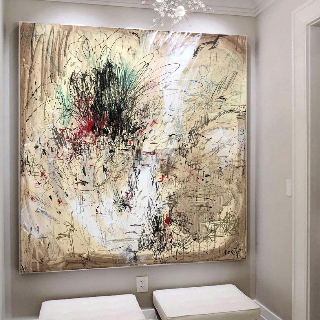 Chaotic brushstrokes abstract painting THISTLE