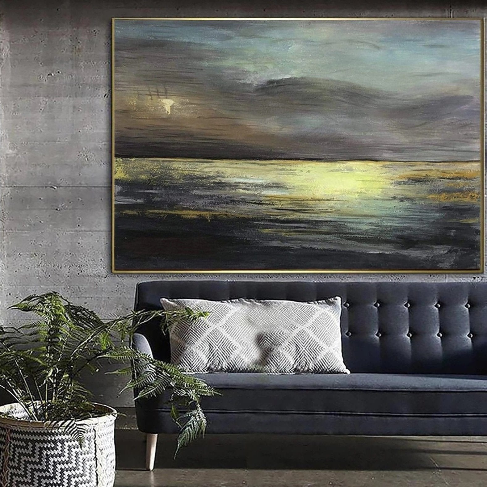 Abstract colorful landscape acrylic painting GOLDEN GLEAM