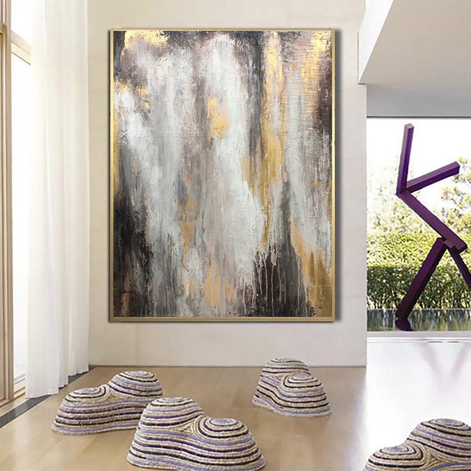 Wall art living room GOLDEN GLITTER