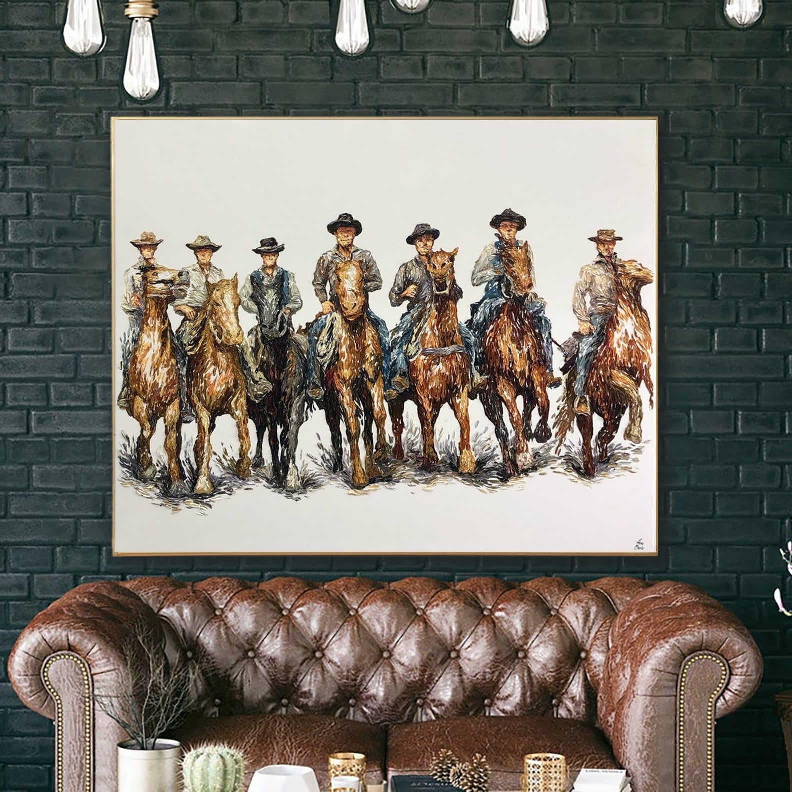 Rich textured colorful wall art COWBOY'S WALK