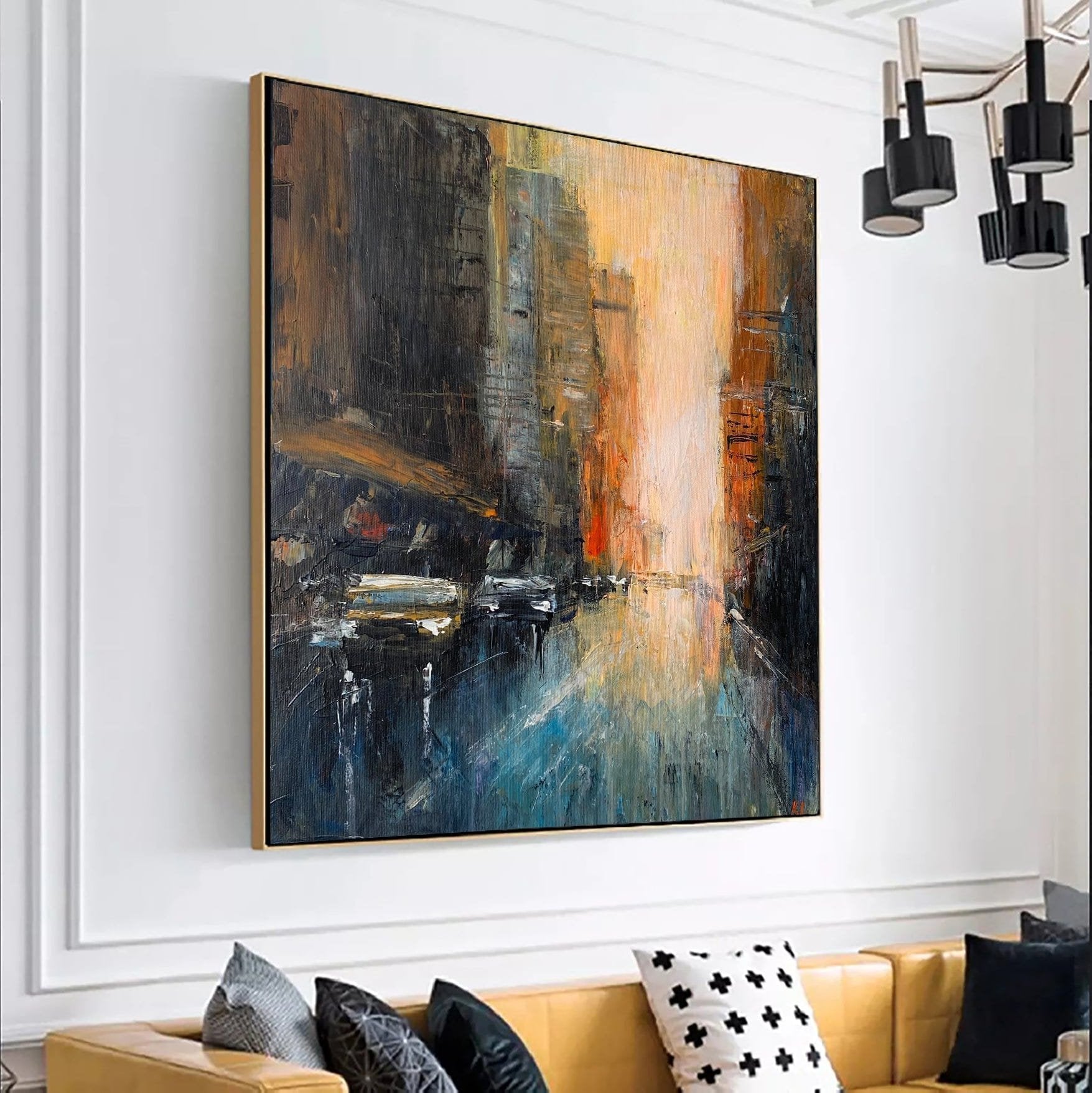 Abstract cityscape modern painting STREETS OF BROOKLYN