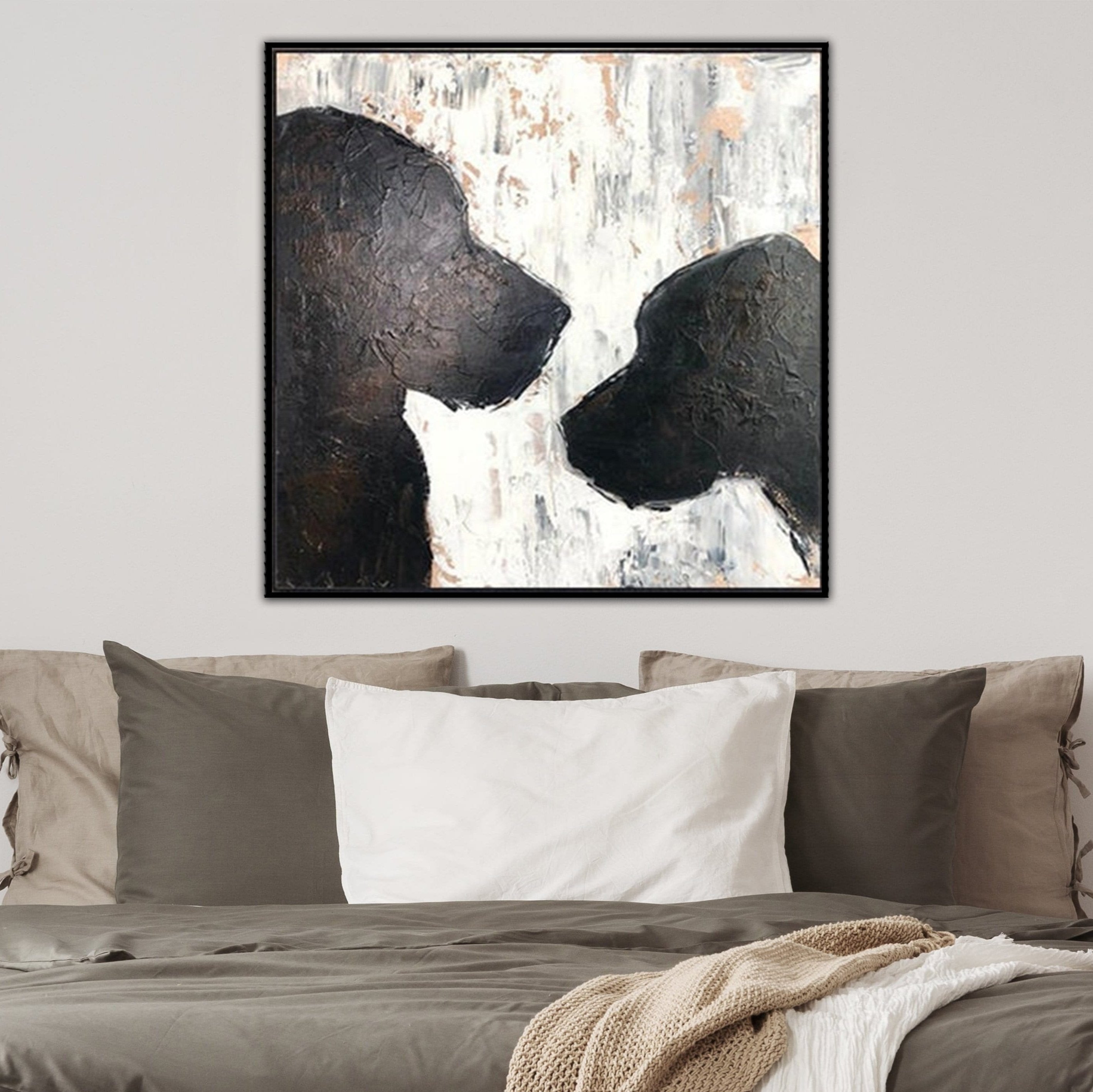 Abstract dogs textured painting LOVE DOG