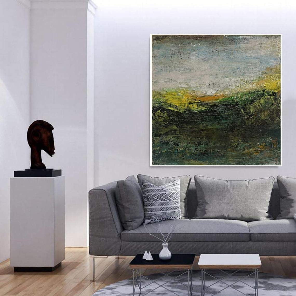 Abstract serene nature painting GREEN LAWN