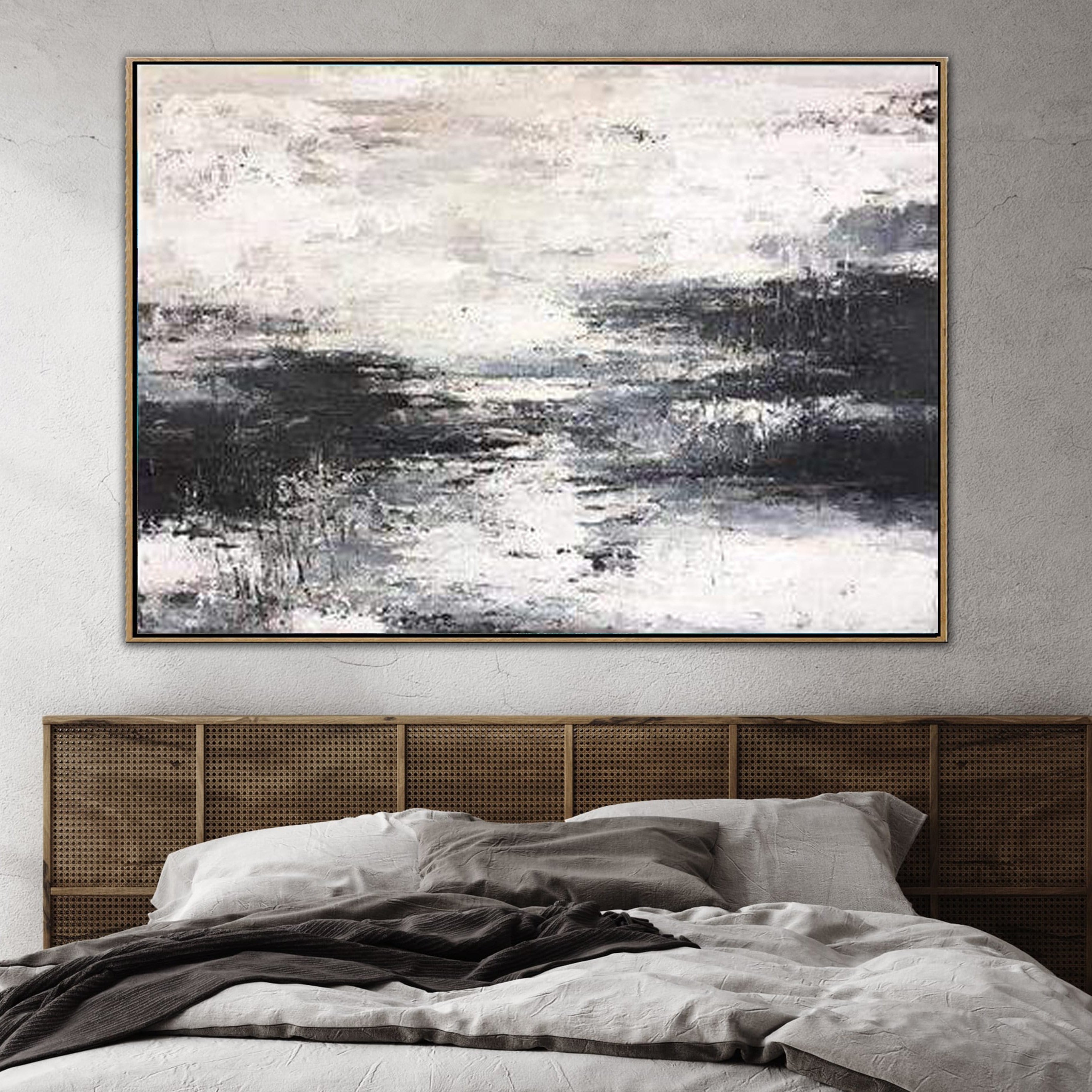 Modern neutral abstract minimalist art FOGGY MORNING