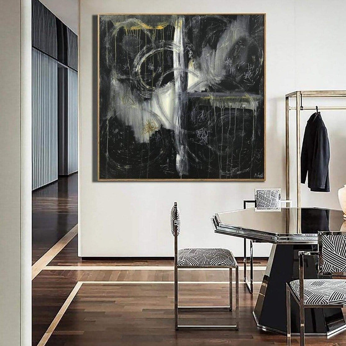 Abstract black and white shapes art ACE OF WANDS