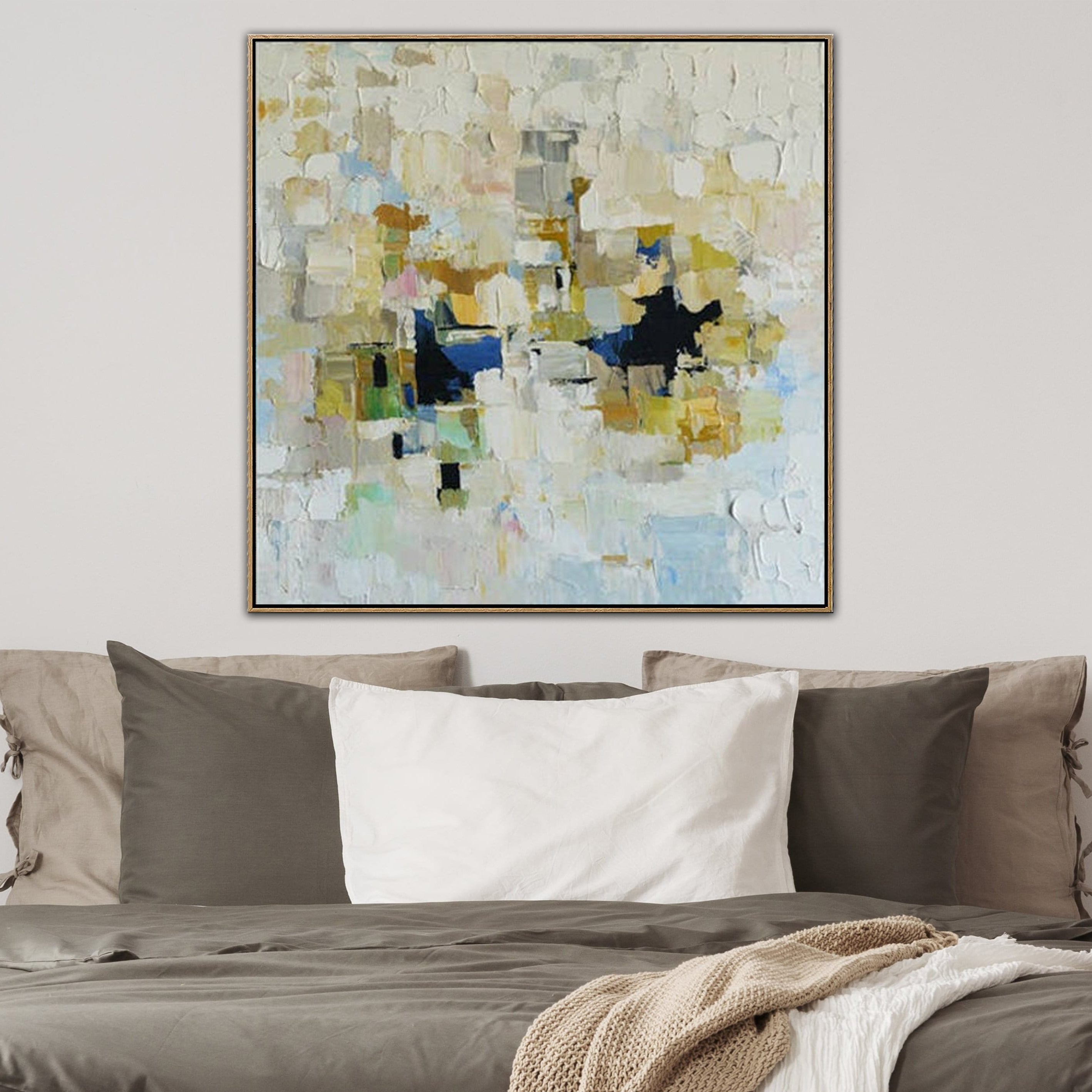 Colorful brushstrokes abstract wall art DARK MOSAIC