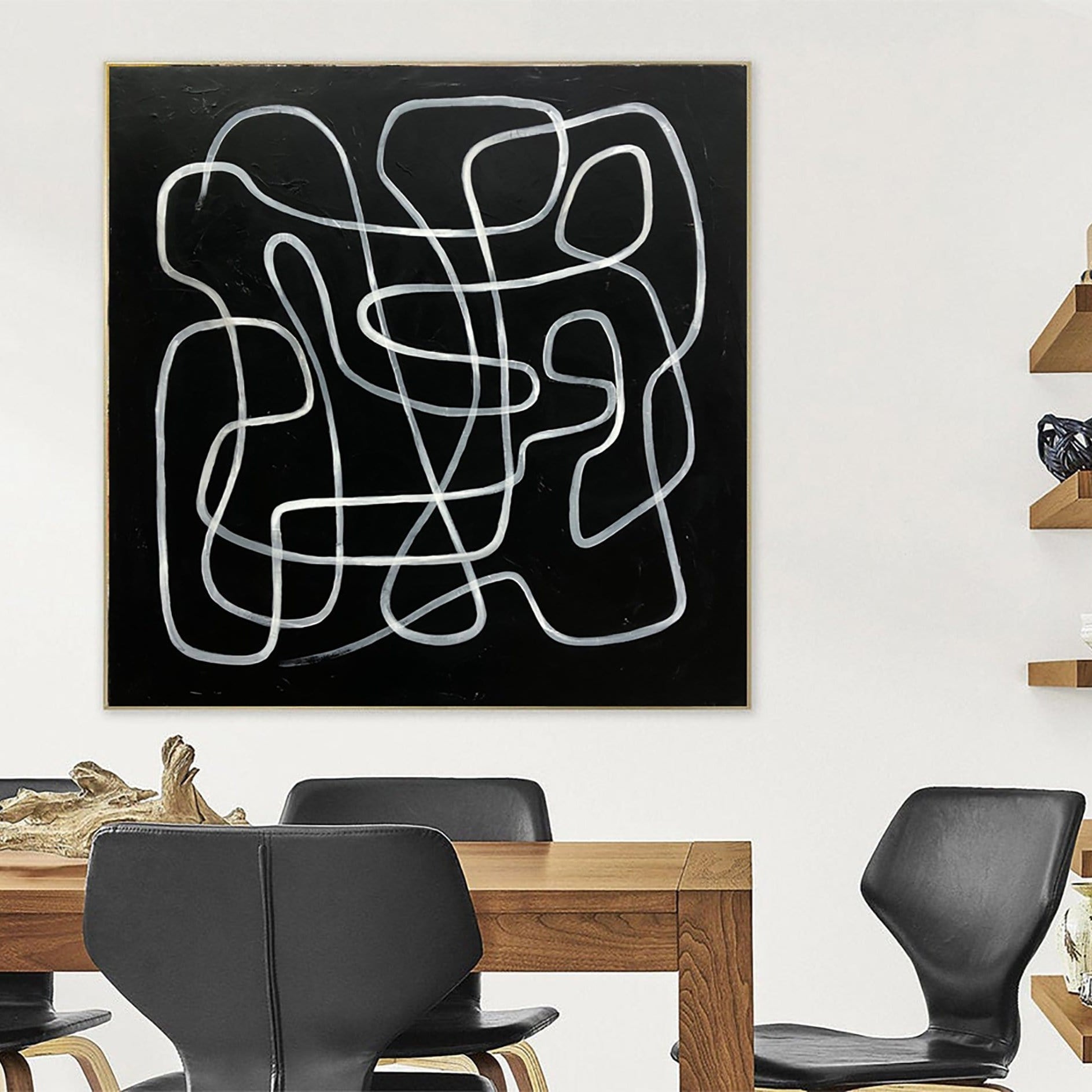 Neutral colors minimalist geometric art BLACK MAZE