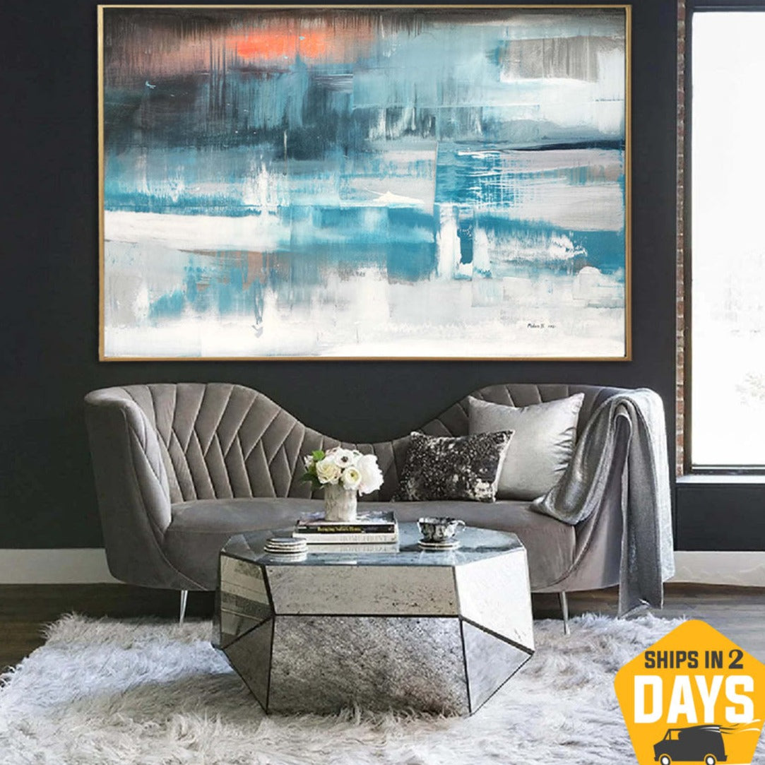 Framed abstract painting ASSOCIATION 137 39.37"x59"