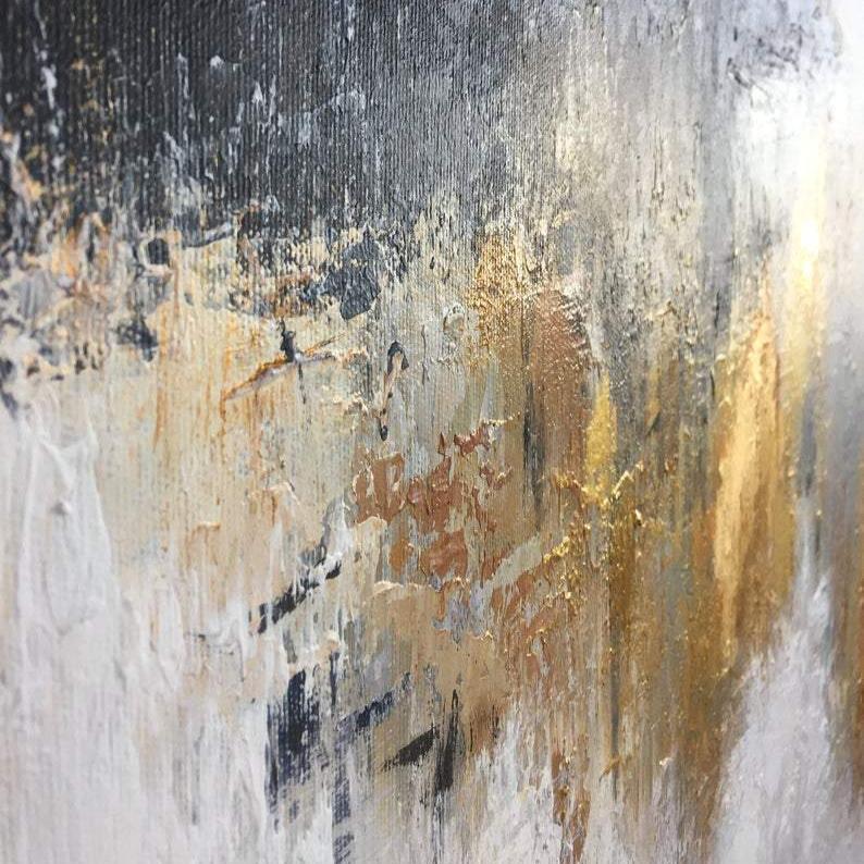Oversized abstract gold leaf art FETTERS OF THE SOUL