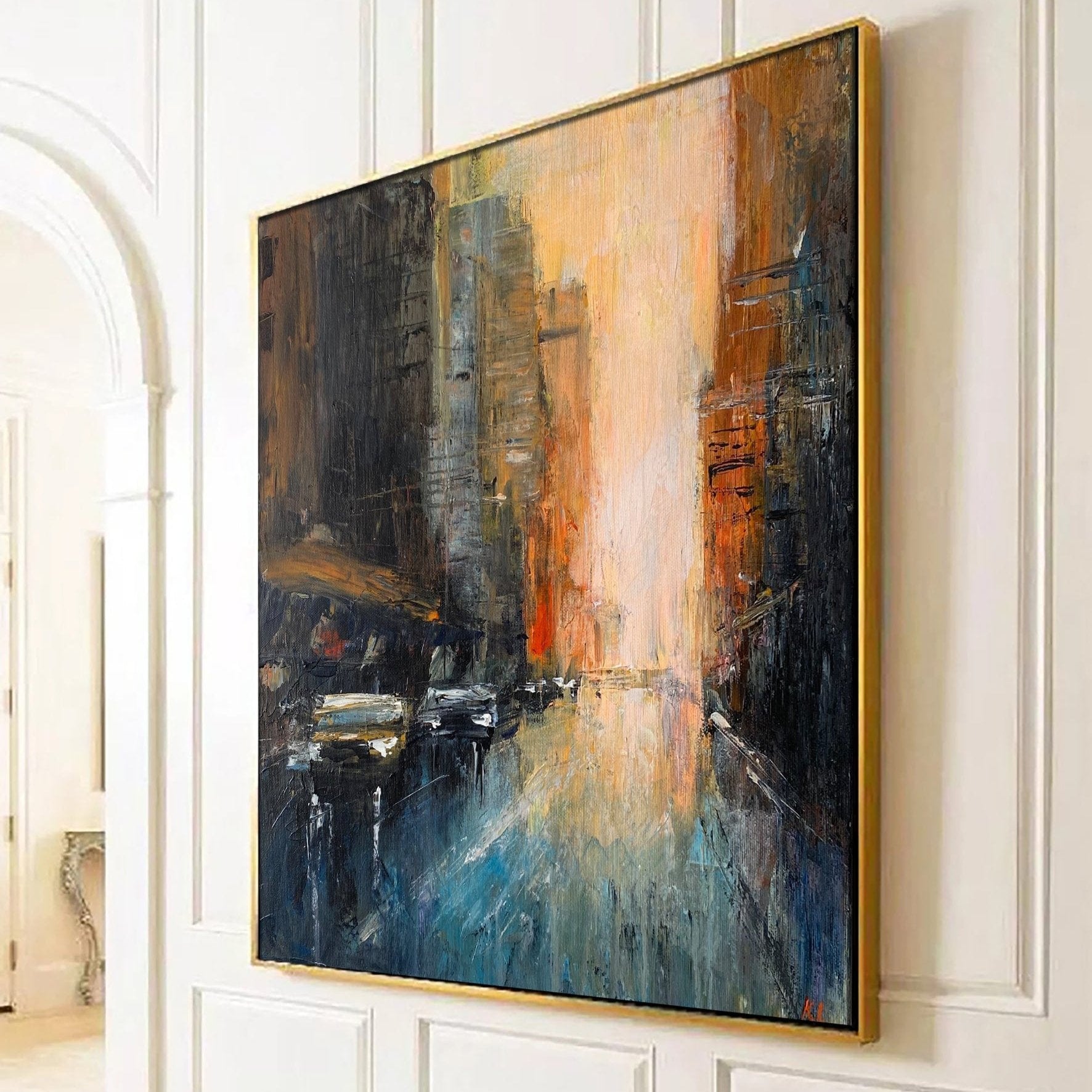 Abstract cityscape modern painting STREETS OF BROOKLYN