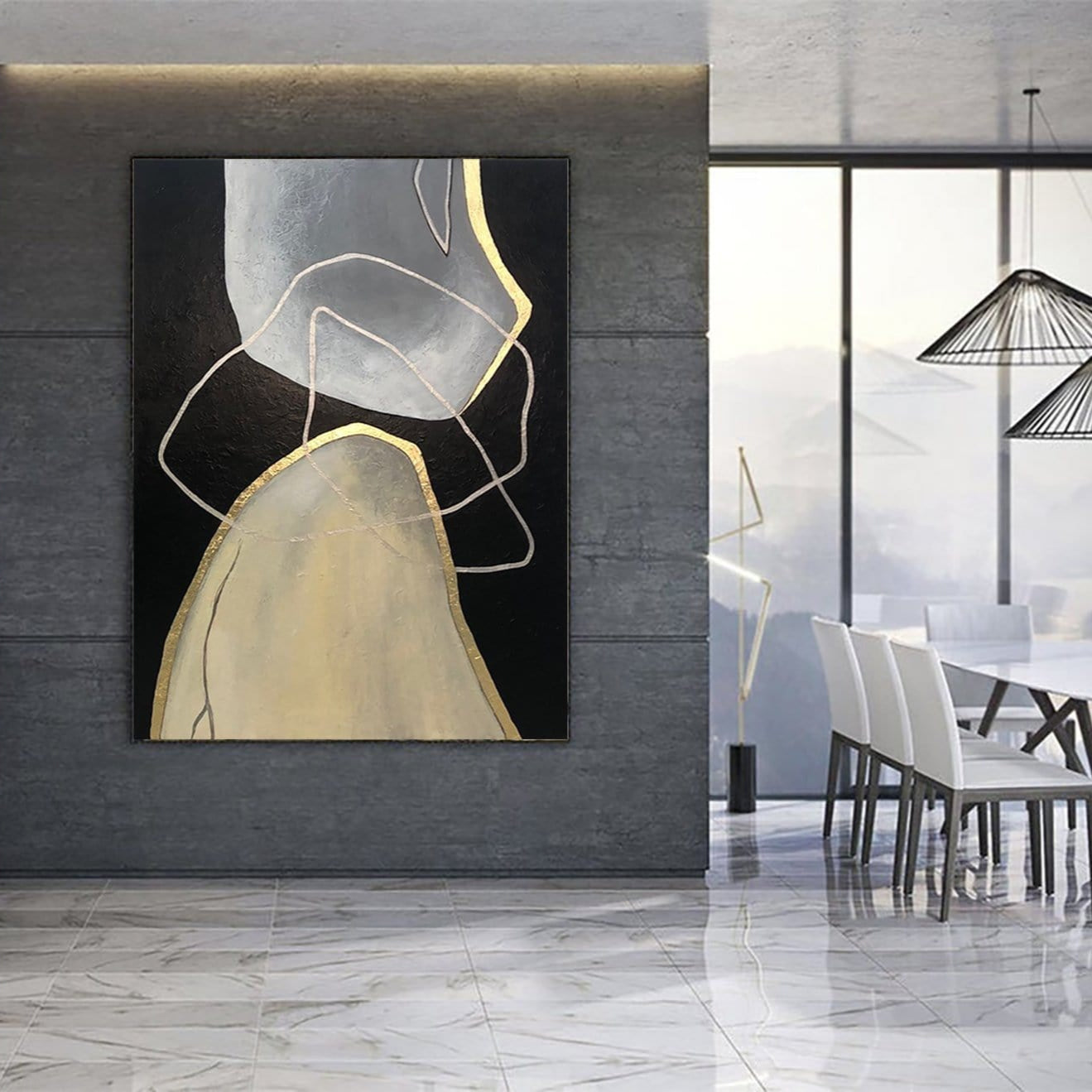 Large geometric abstract canvas DUALITY OF CHOICE