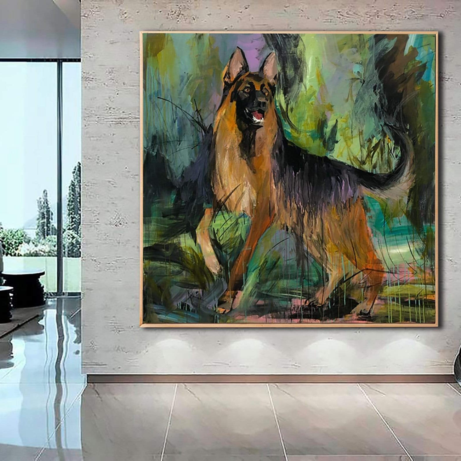 SHEPHERD ON A WALK 50"x50"