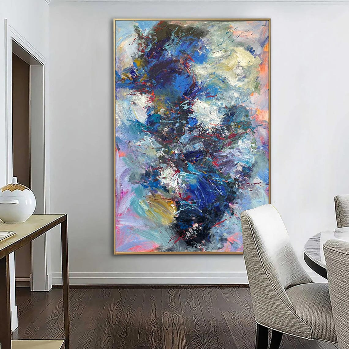 Original abstract painting ANEMONE CARMEL BLUE