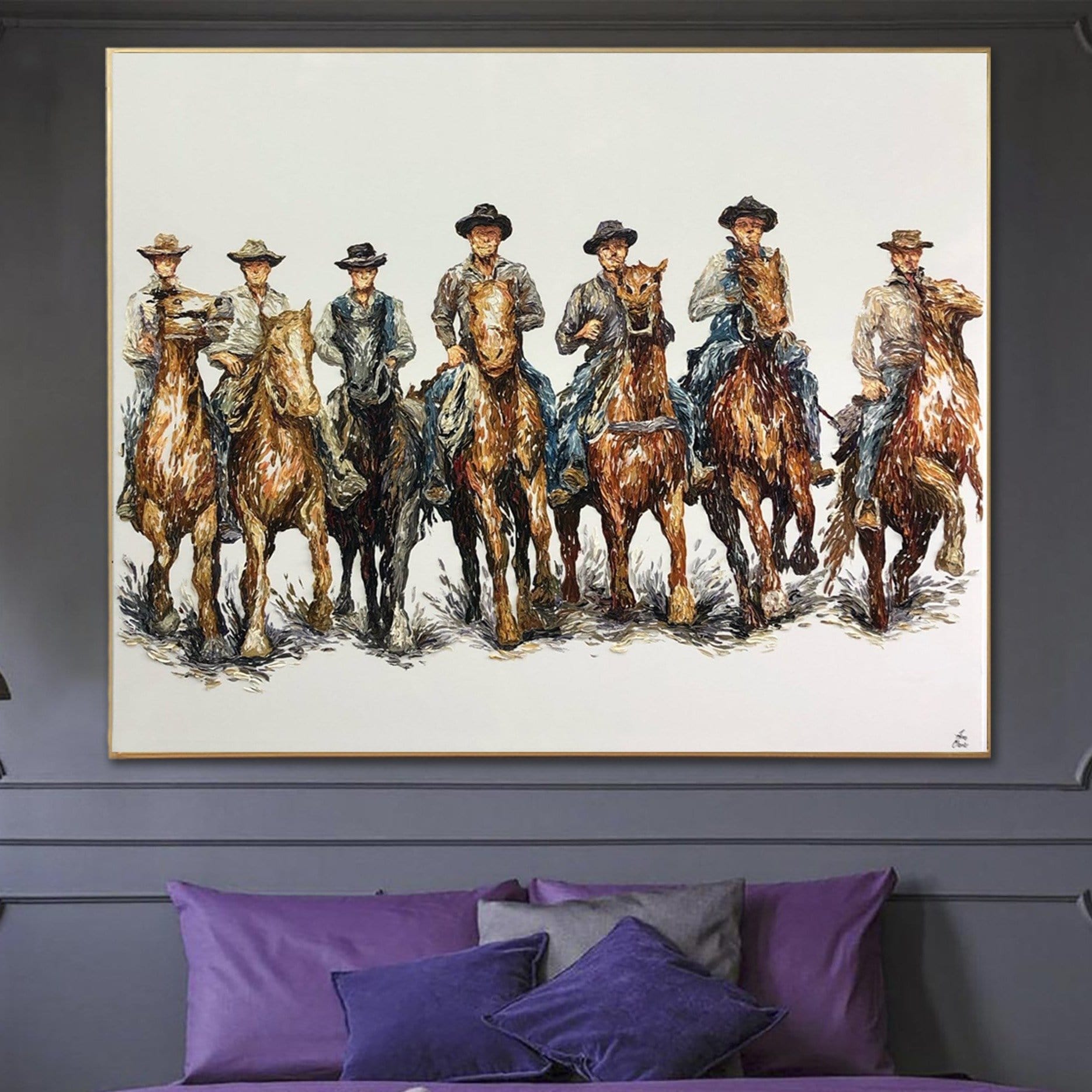 Rich textured colorful wall art COWBOY'S WALK