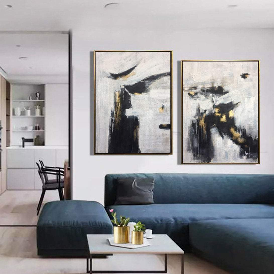 Contemporary black and white abstract art WINTER SECRET