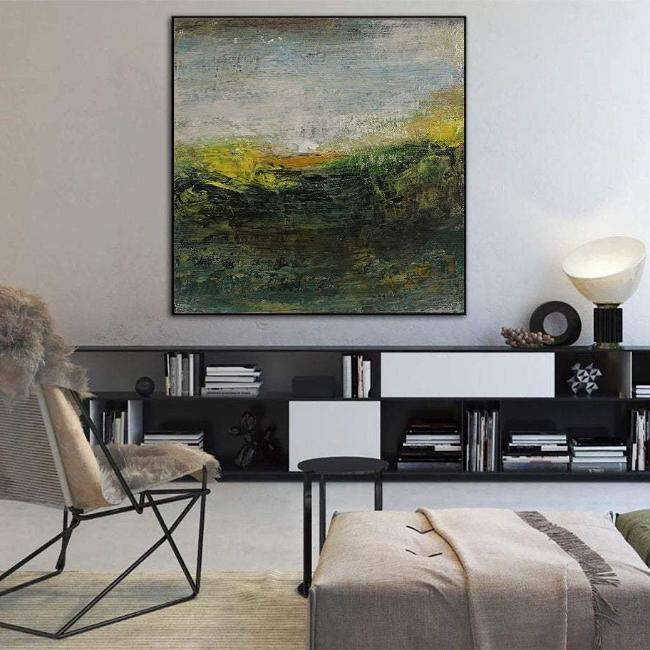 Abstract serene nature painting GREEN LAWN