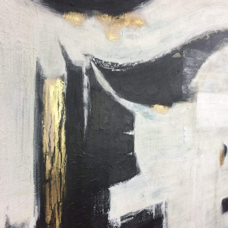 Contemporary black and white abstract art WINTER SECRET