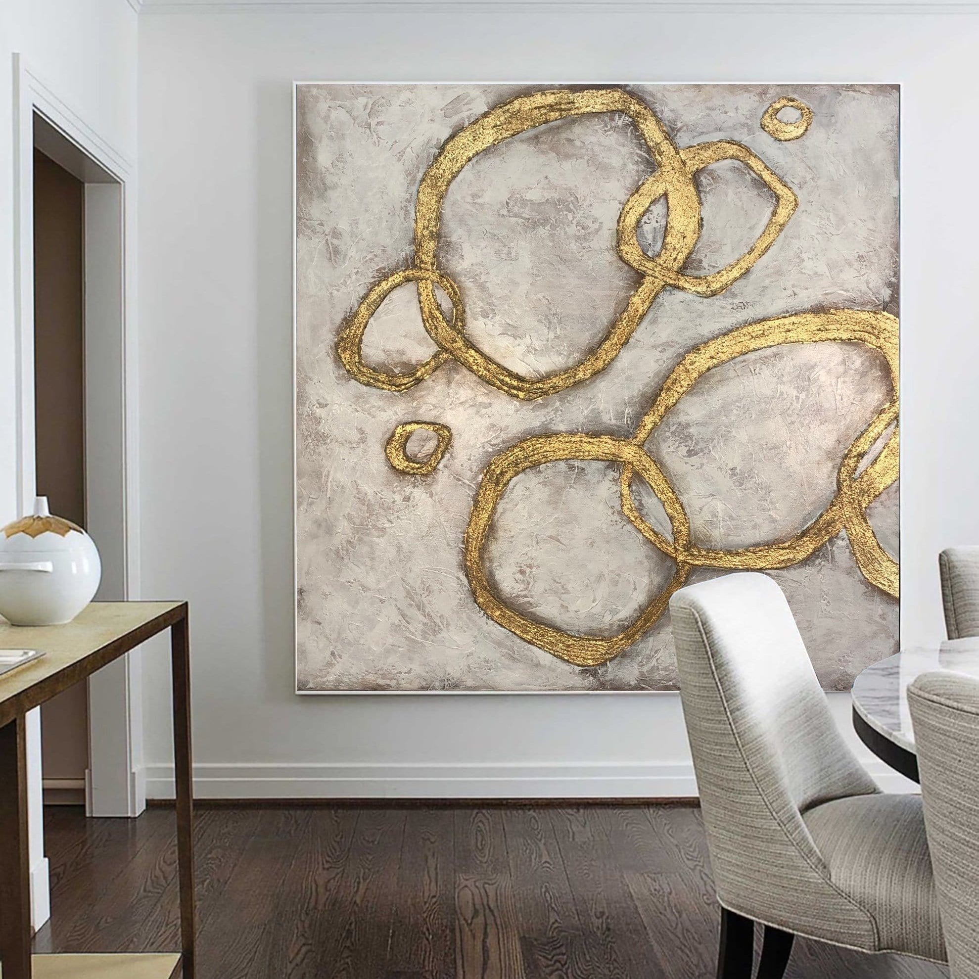 Luxury neutral abstract painting GOLDEN TWIST