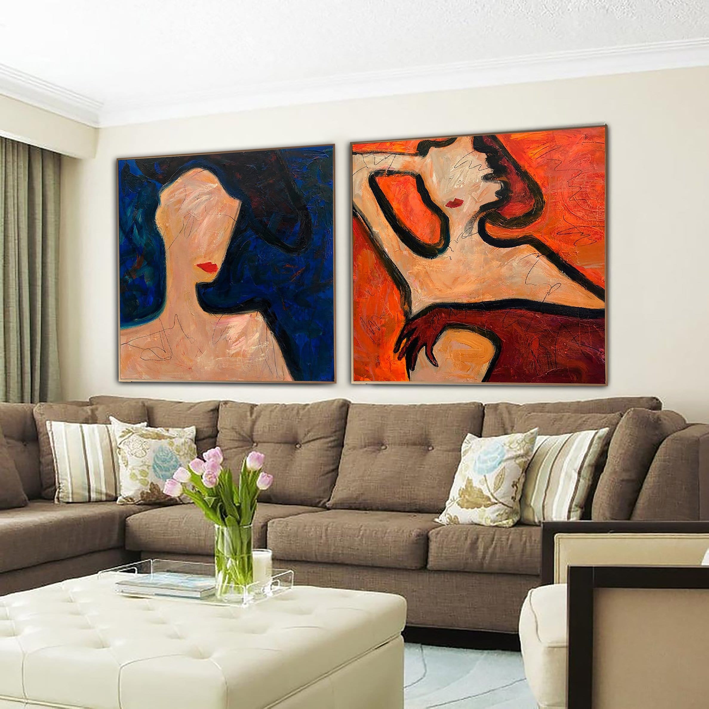 Modern vibrant expressive abstract art set WOMEN'S EVENING