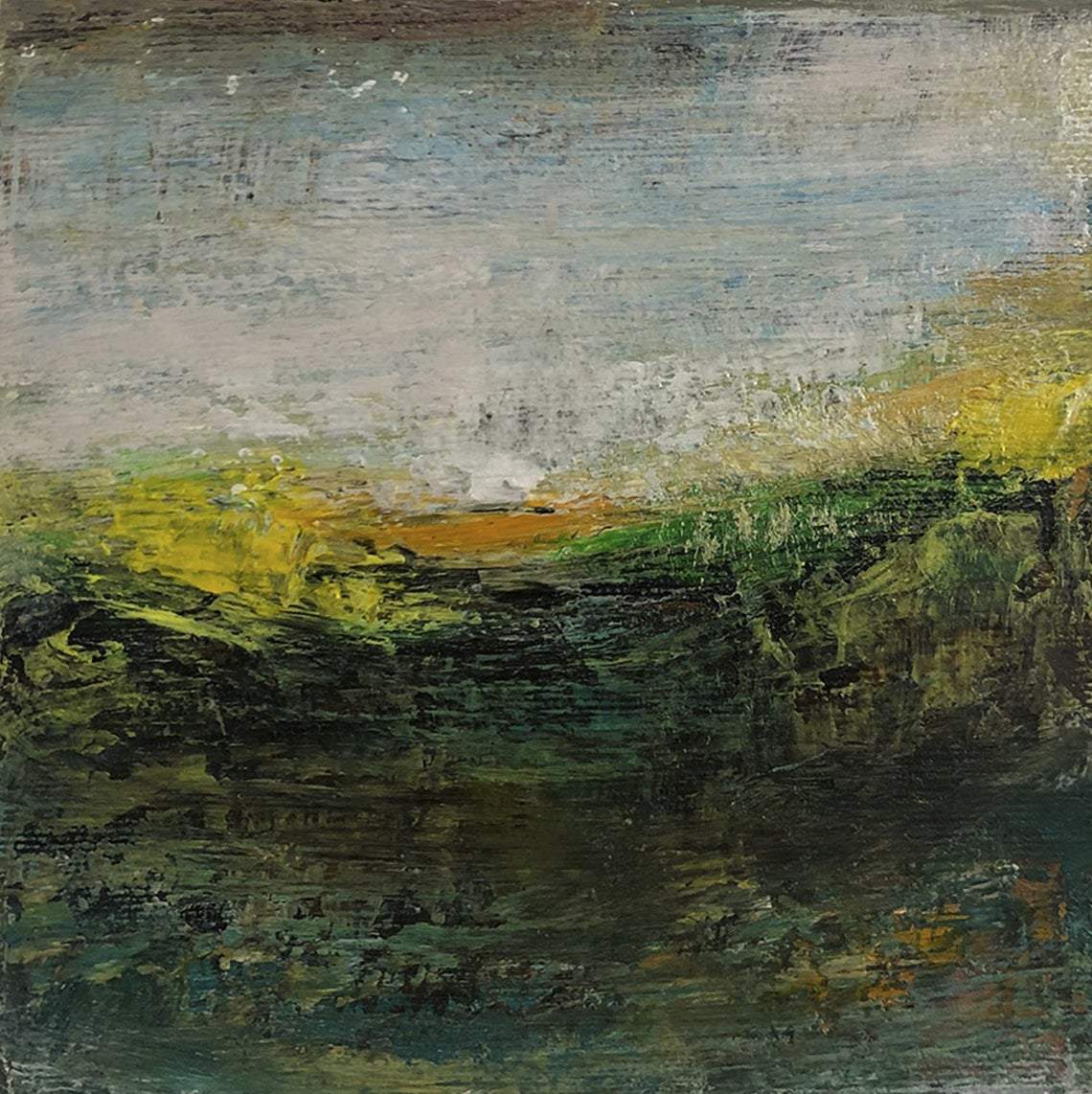 Abstract serene nature painting GREEN LAWN