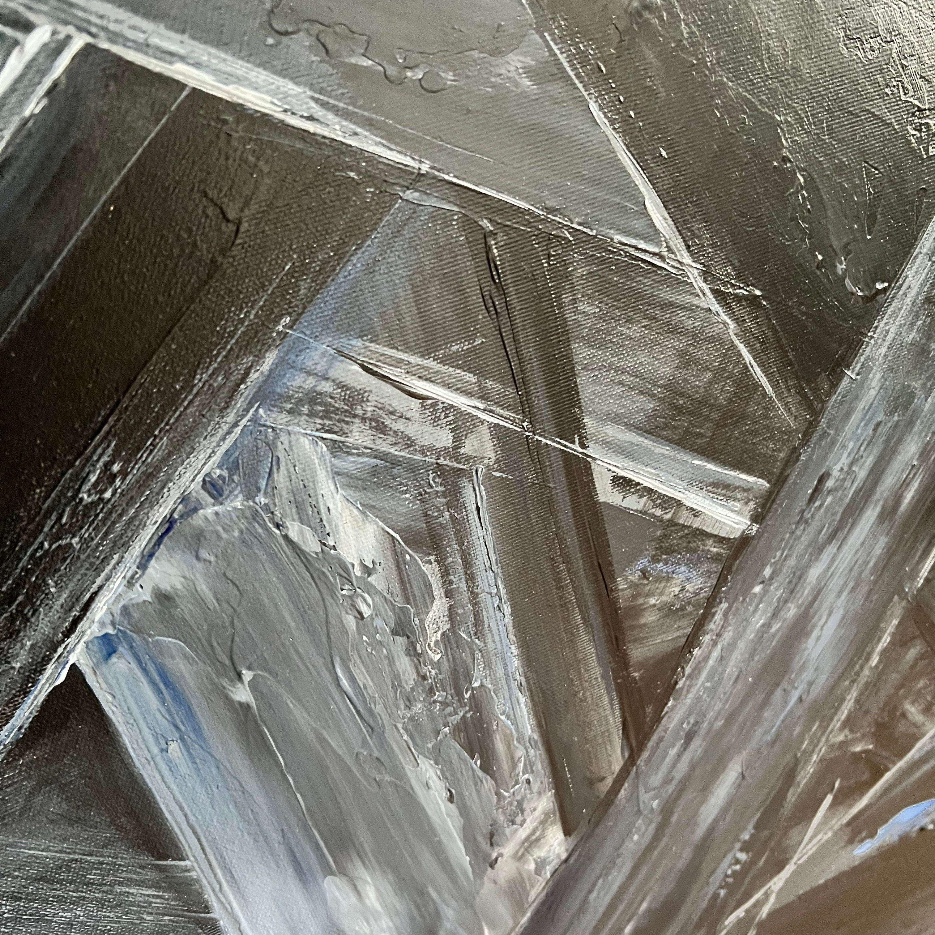 Dynamic textured modern painting BLACK CRYSTALS