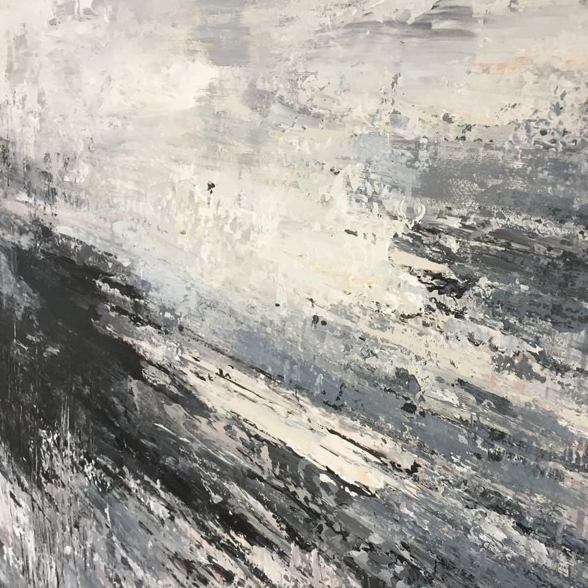 Modern neutral abstract minimalist art FOGGY MORNING