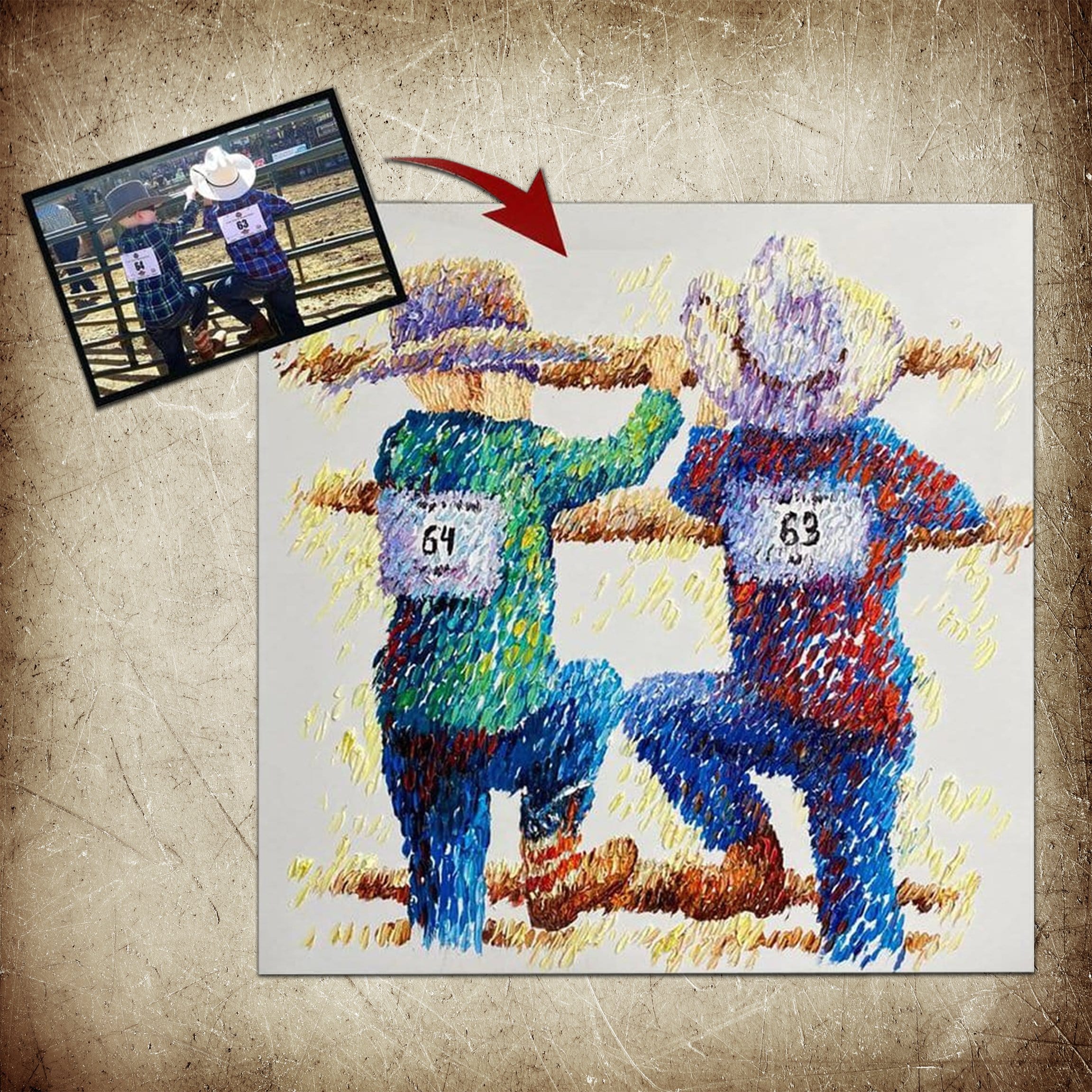 Custom portrait handmade painting CUSTOM PORTRAIT 32"x32" | 81x81 cm