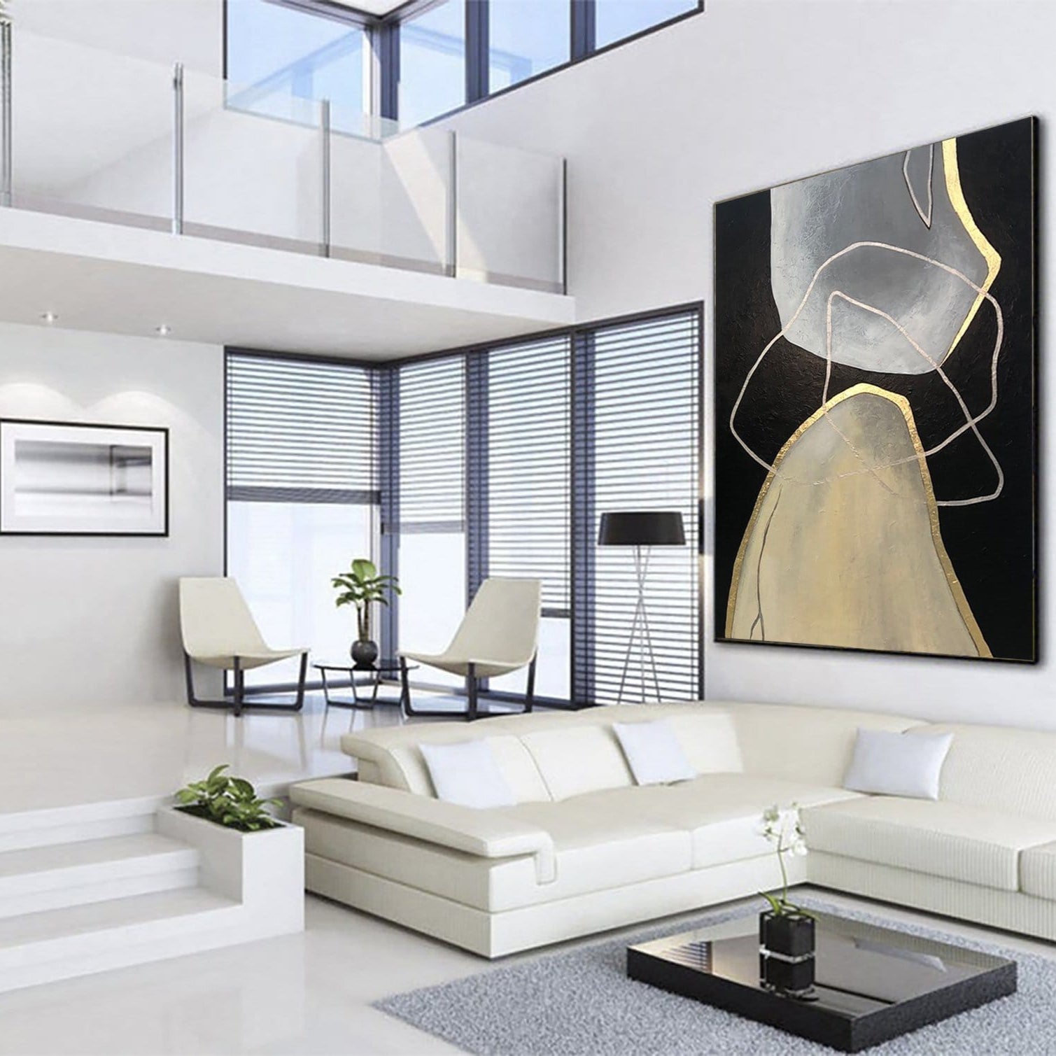 Large geometric abstract canvas DUALITY OF CHOICE