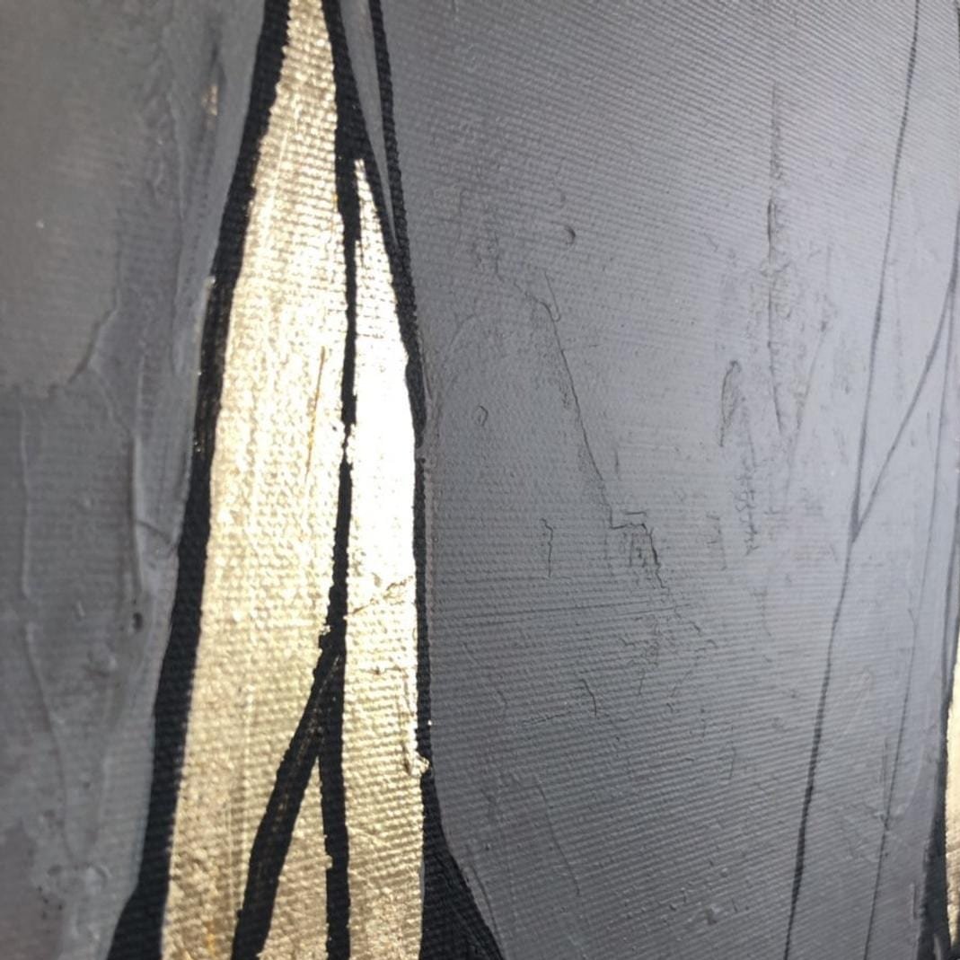 Abstract oil artwork gold leaf MIRROR BLOOM