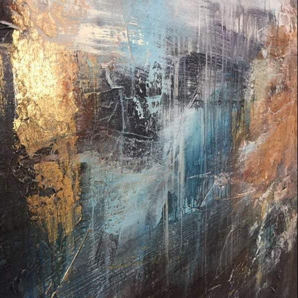 Modern luxury metallic abstract painting NIGHT SKY