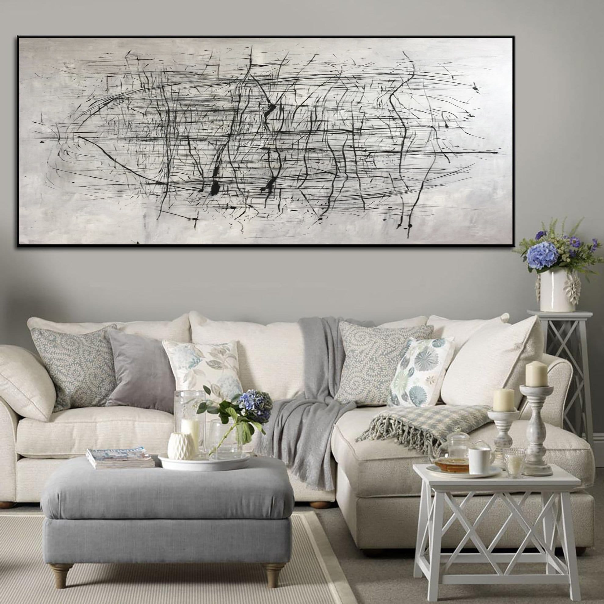 Wide black and white painting ROTATION