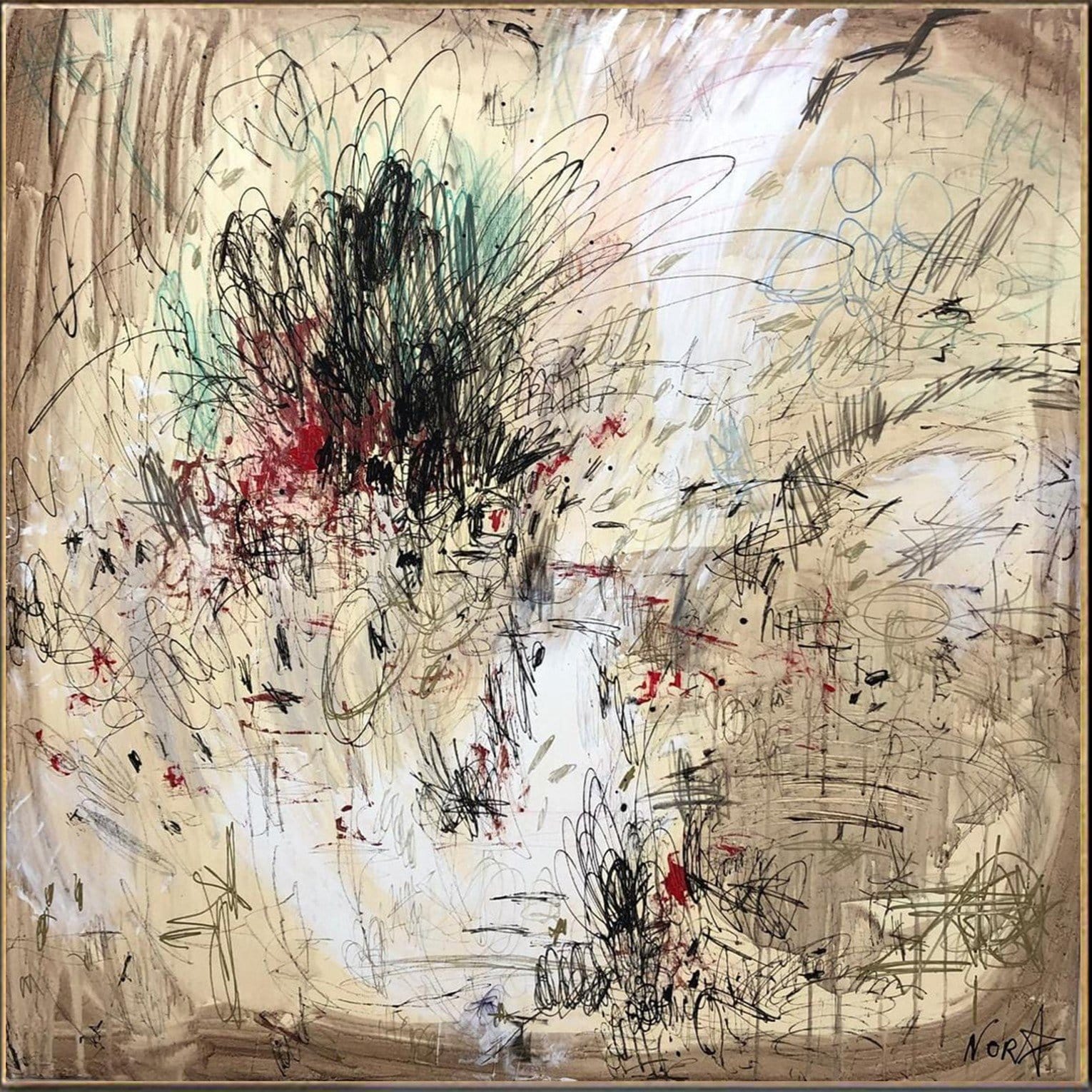 Chaotic brushstrokes abstract painting THISTLE