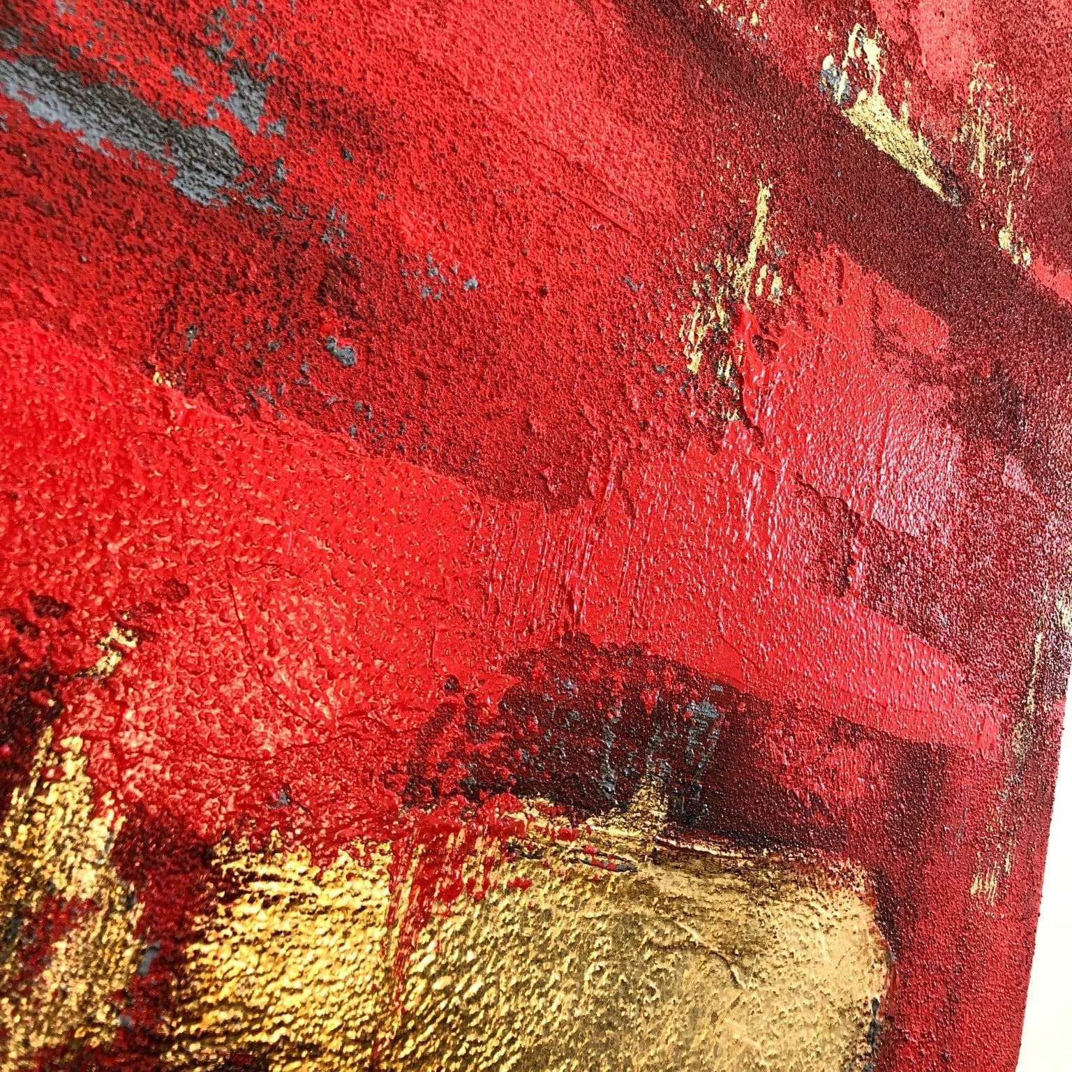 Gold leaf abstract painting BLOOD RED SUN