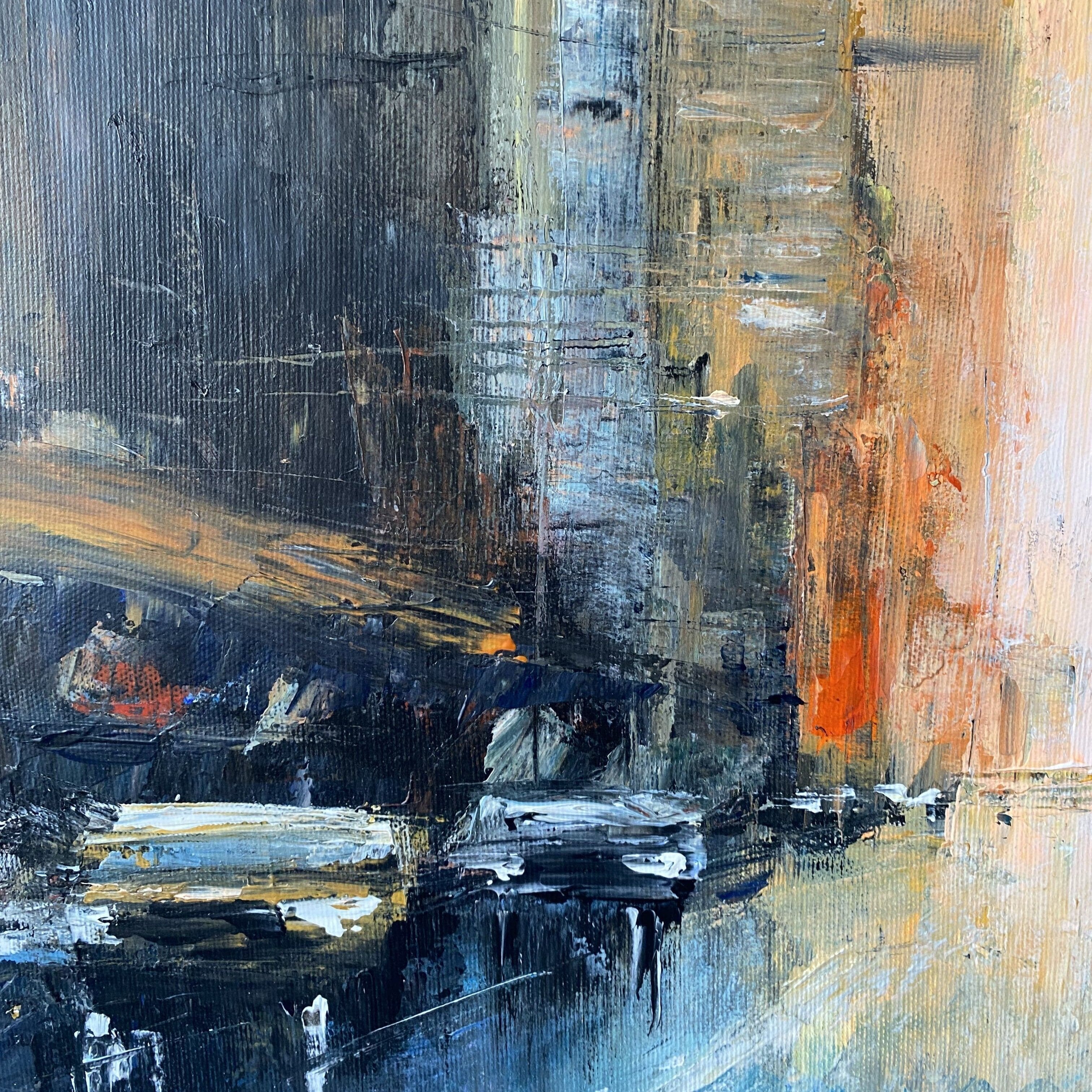 Abstract cityscape modern painting STREETS OF BROOKLYN