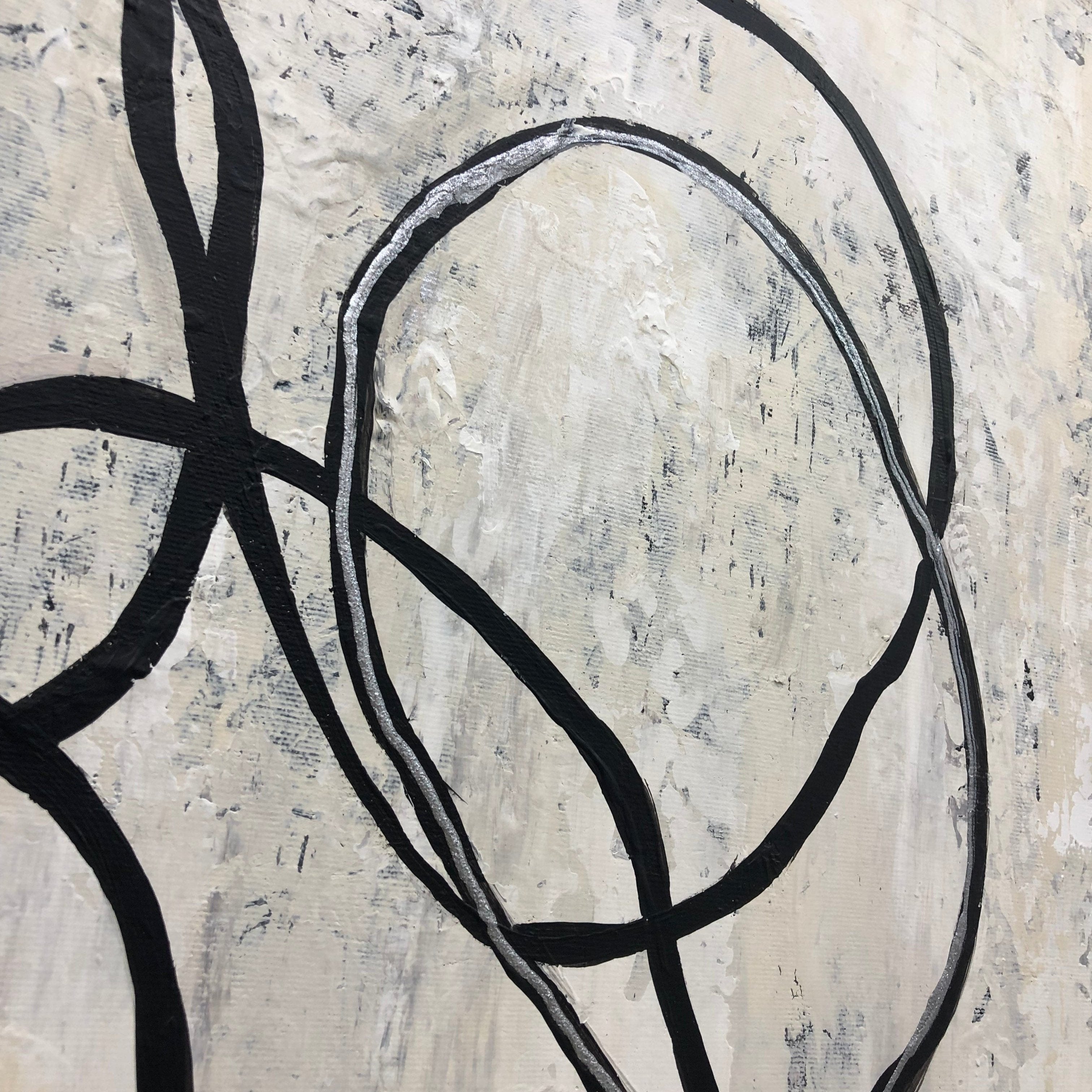 Textured black and white art CIRCLE GYRATE