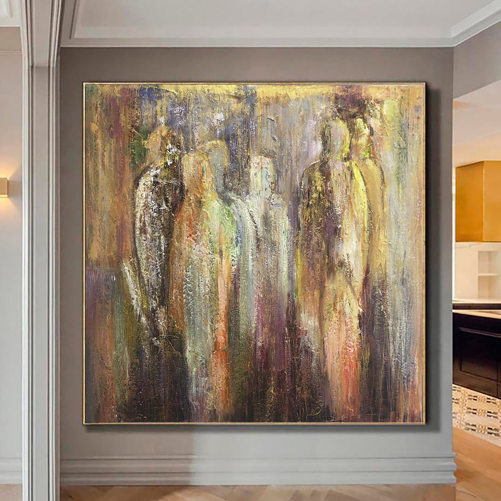 Figurative textured abstract painting HAPPINESS EXISTS