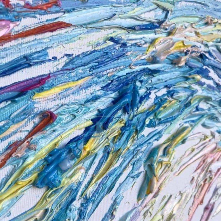 Colorful rich textured figurative art REUNION