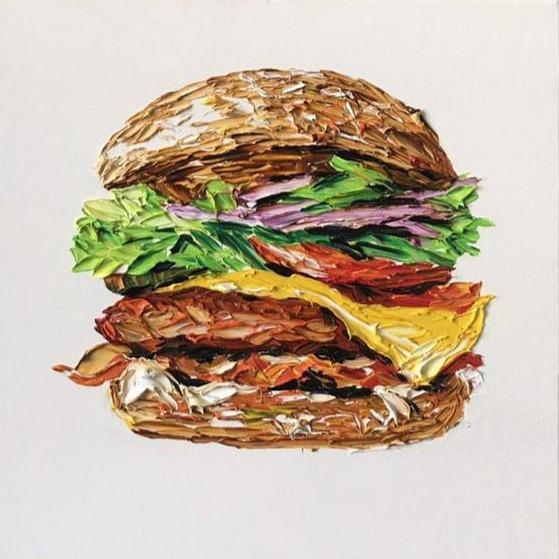 Abstract food painting BEEF AND BUN