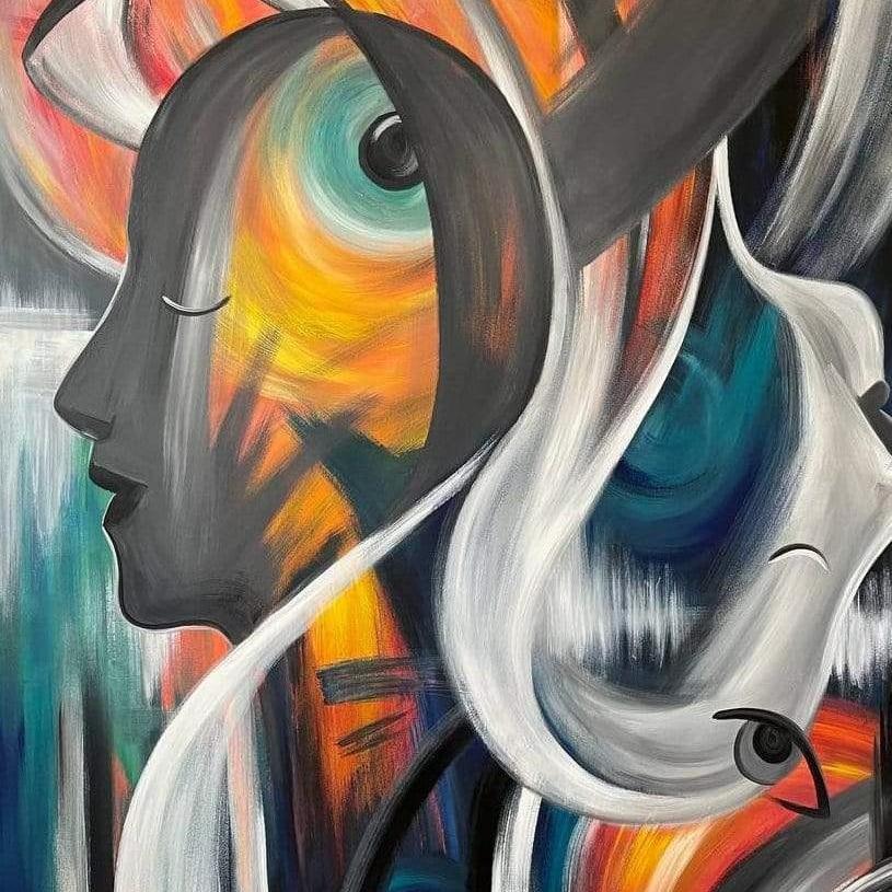 Bright abstract art SUN AND MOON